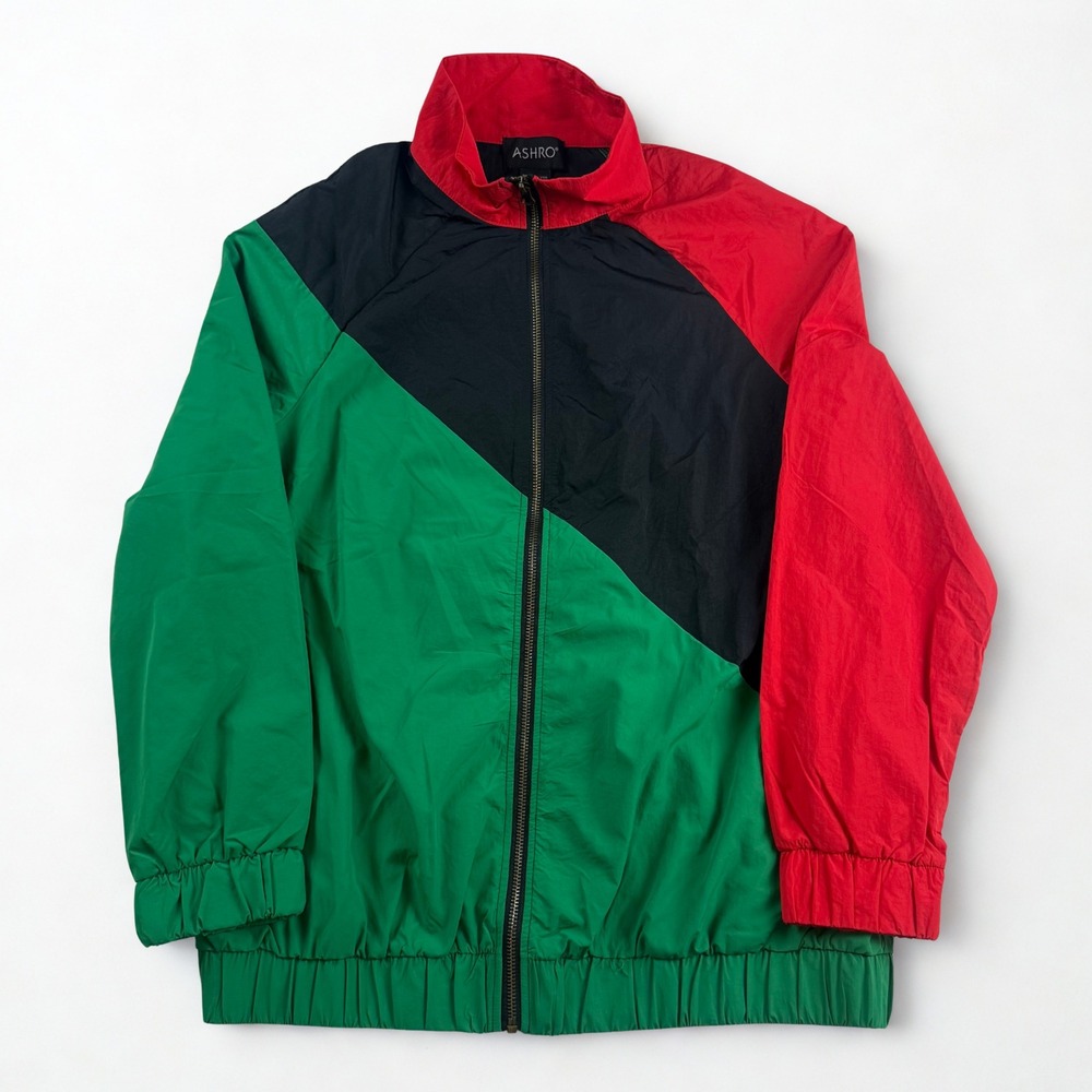 Vintage Ashro Windbreaker Jacket Adult Small Pan-African Colorblock Full Zip Up